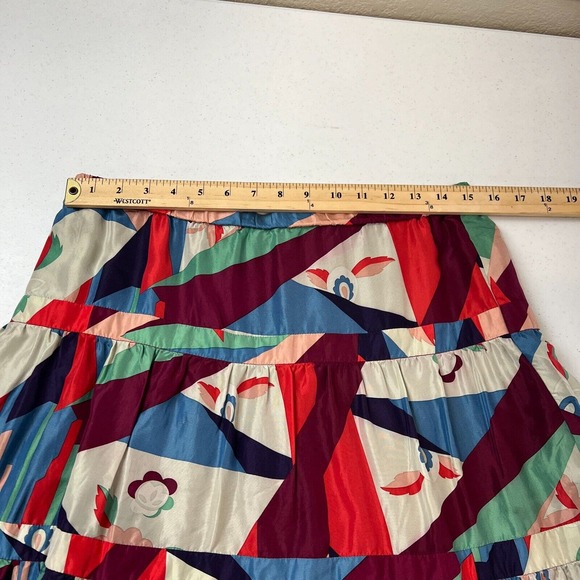Marc Jacobs Women's Silk Blend Tiered Abstract A-Line Skirt Multicolor Size 6 - Picture 7 of 11